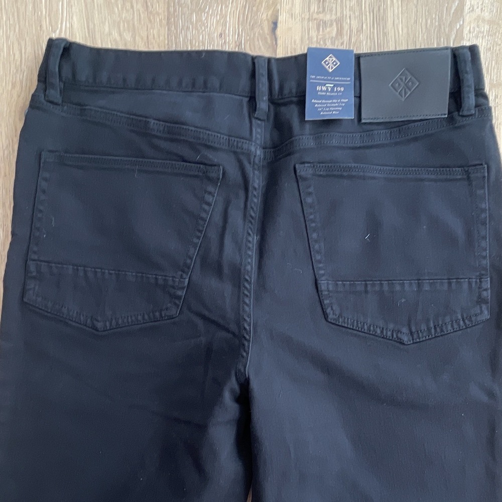 Roark Black Relaxed Fit Straight Jeans Stretch Denim 5-Pocket Men's Solid Cotton